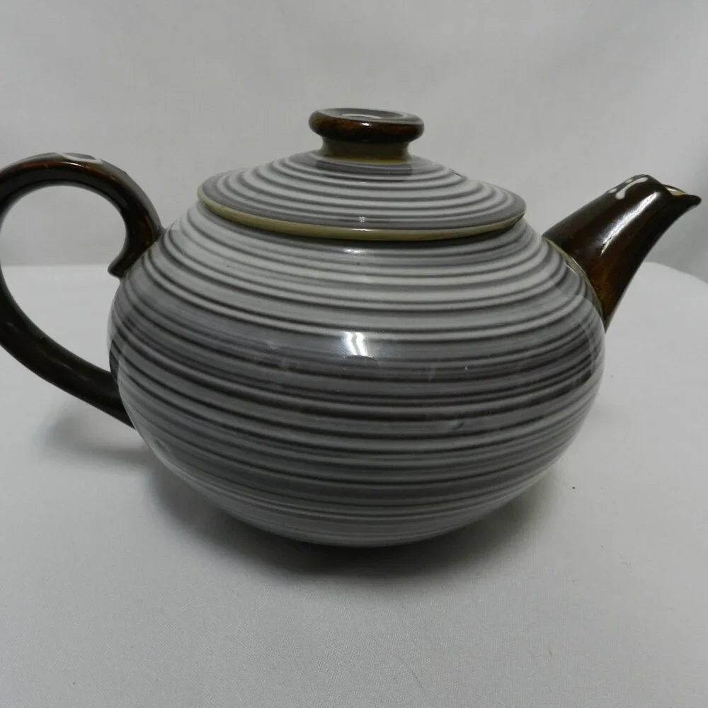 Craftsman China made in Japan Vintage ceramic Teapot w/ Bamboo Hand Crafted Art